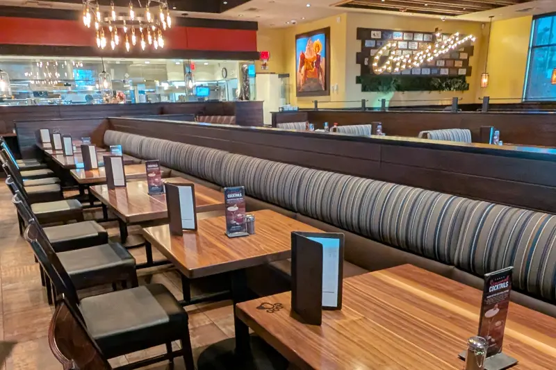 Hospitality furniture with booth seating in a restaurant interior
