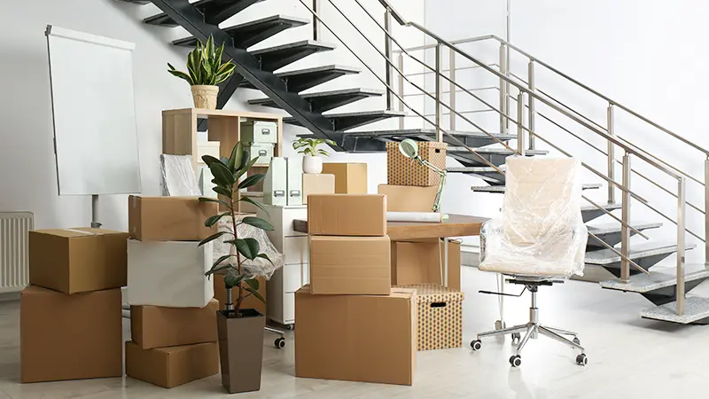 Office furniture delivery and setup in progress