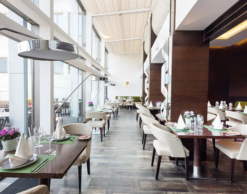 Hospitality furniture in a modern restaurant interior